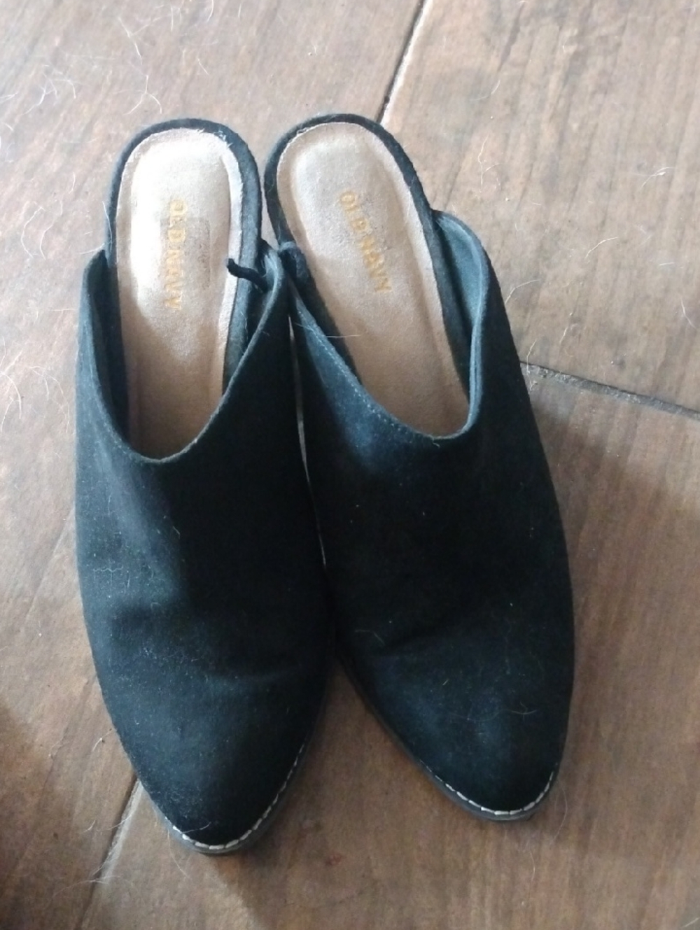 Old Navy Black Pointed Suede Slip-On Mules